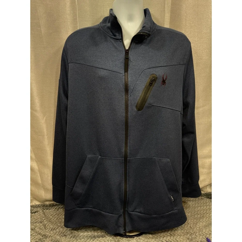 Spyder Active Mens XXL Blue Full Zip ProWEB Jacket Mock Neck SPM806U 1628546